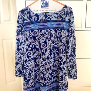 Patterned BCBG Maxazria Blue Dress in Medium 👗